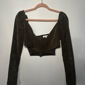 Elegant Brown Long Sleeve Women's Top